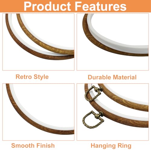 Waziaqoc 8 Inch Embroidery Hoop Frame Set, Round Circle, 3 Pcs - style: 8 inch