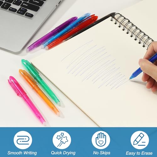 PATIKIL 12Pcs Erasable Gel Pens, 0.5mm Fine Point Heat Erasable Marking Pen with Cap Smooth Writing Fabric Markers for Sewing Drawing Writing Planner, Orange Ink - color: Orange