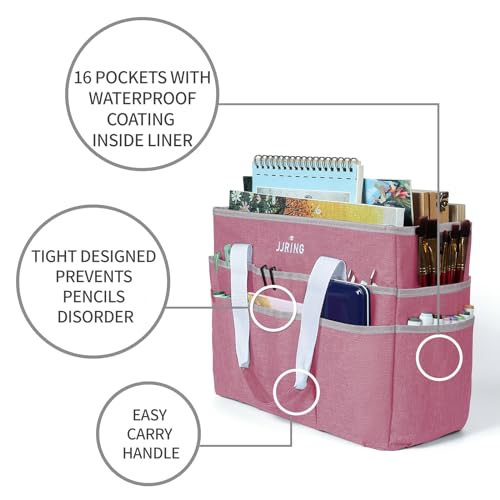 JJRING Craft Organizer Tote Bag Large Art Storage Caddy Pink - color: Pink, size: Large