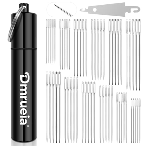 Dmrueia 60 Pcs Large Eye Embroidery Needles, 6 Sizes Hand Sewing Needles, Quilting Needles with Aluminum Tube, Sharp Needles for Art Crafts.