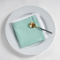 FINGERCRAFT Lace Cloth Napkins, Cotton Linen, 12 Pack, 20x20 Inch, Aqua - color: Aqua, size: 12" x 12" (Set of 12)