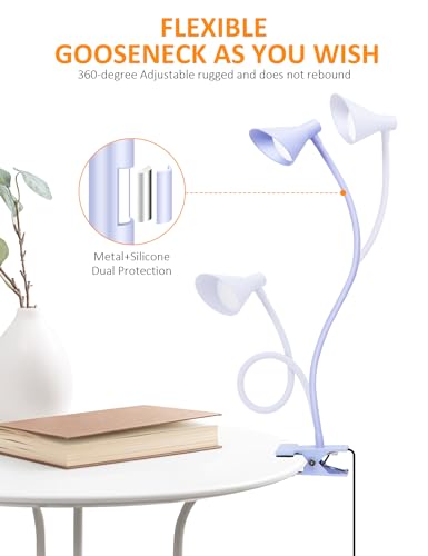 Clip on Light USB Reading Lights for Books in Bed, Reading Lamp Purple - color: Purple