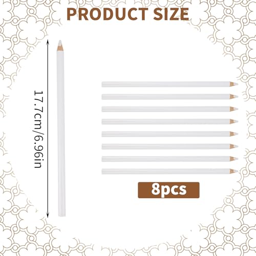BOXOB 8pcs Fabric Pencils for Sewing, Water Soluble Sewing Fabrics Tailors Markers Pen Practical Marking & Tracing Tool for Dressmaking Quilting Embroidery DIY Crafts (White) - color: White