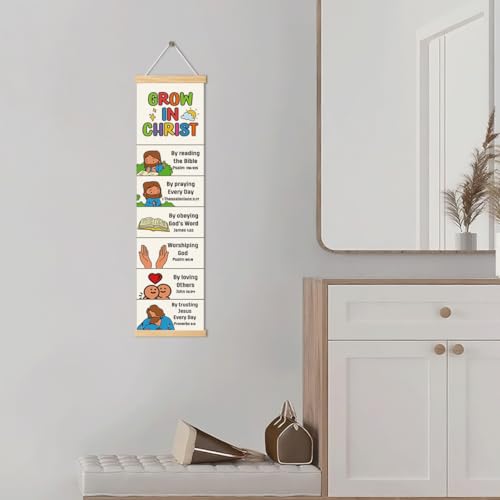 Christian Decor, Grow in Christ Poster, Bible Lesson Banner for Home Church Classroom Decoration, Inspirational Religious Gift, Family Hanging of Scripture and Words Decorations 13 - color: Style 13