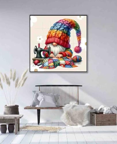 DYAIANGMU Gnome Stamped Cross Stitch Kit for Adults 13.7x13.7 inches - color: gnome-6