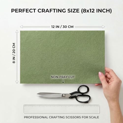 Sage Green Felt Fabric Sheets Stiff 20 Pcs 8" X 12" 1mm Thick - color: Sage Green