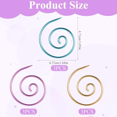 9PCS Spiral Cable Knitting Needle, Metal Cable Knit Needle Stoppers for Yarn Sewing Knitting Beginners Circular Needles Knit Tool Cable Needles Shawl Pin