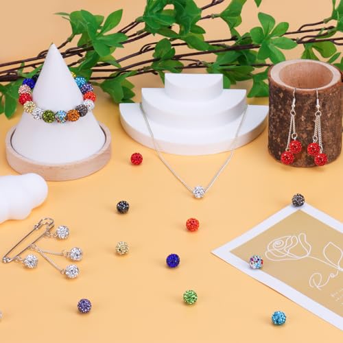 216 Pcs 10mm Clay Rhinestone Beads, Glitter Sparkle Baseball Beads, Shiny Disco Ball Design Beads for Jewelry Making, Craft Supplies for Adult Bracelets Necklaces Earrings Decoration (Kit 2) - color: Kit 2
