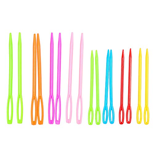 Hekisn Large-Eye Plastic Sewing Needles, Colorful Safety Lacing Needles, 2 Different Sizes Yarn Sewing Needle, Learning Needles for DIY Sewing Handmade Crafts，2.76 &2.1 inch (16 Pieces) - size: 16 Pieces