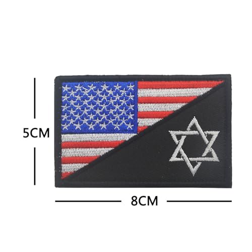 Israel Flag Patch, Embroidered Israeli Flag Patches Appliques, Tactical Combat Armband Badges with Hook and Loop Fastener Backing, 3.15 x 1.97 Inch, 2-Pack - color: color_f