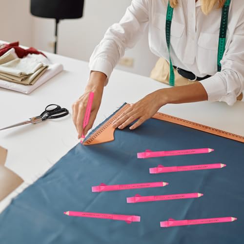 7pcs Fabric Markers for Sewing, Water Soluble Sewing Fabric Pencils with Tip Caps Tailors Chalk Tracing Supplies for Quilting Tailoring Embroidery Dressmakers DIY Crafts (Pink)