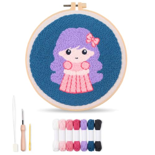 Harimau Punch Needle Kit Twelve Zodiac Signs Pattern,1Pc Embroidery Hoop, Essential Punch Needle Supplies,Ideal Punch Art for Beginners,DIY Adults Embroidery, Video Teaching - color: 65280