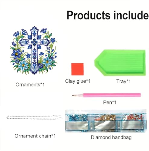 STGLCR Cross Hanging Diamond Art Kits for Adults - Cross Acrylic Board Double Sided Pattern Jesus Diamond Painting Suncatcher Pendant, Crystal Art for Home Wall Window Decor Handmade Gift 7.8Inch - color: 95-Cross blue