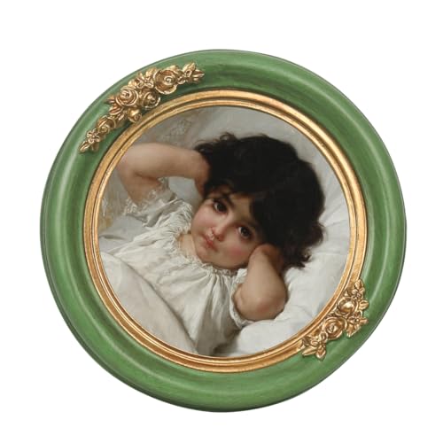 Vintage Small Picture Frame 4x4, Antique Ornate Photo Frame With Gold Floral Relief, Wall and Tabletop Display,High Definition Glass Front,Retro Home Decor Art Gallery (Green 4 * 4) - color: Green and Gold