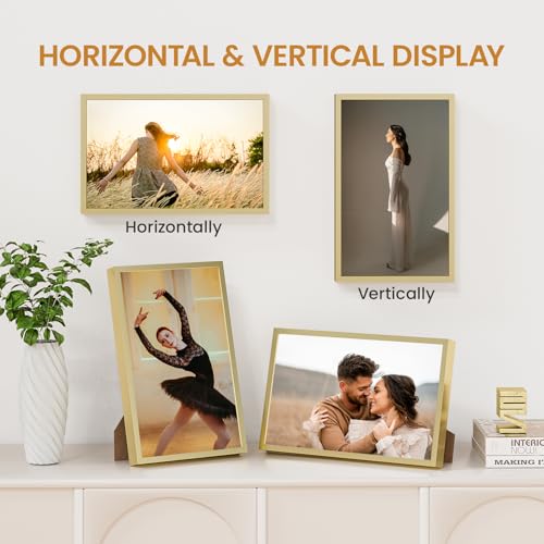 7x11 Aluminum Metal Picture Frame,Tempered Glass Gold Photo Frame 7x11 for Family Photo,Posters,Art,Document to Wall Mount Horizontally or Vertically - size: 7x11