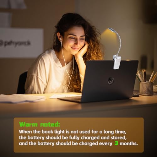 VAVOFO Rechargeable Reading Light, Clip on Book Light for Reading in Bed - color: Silver