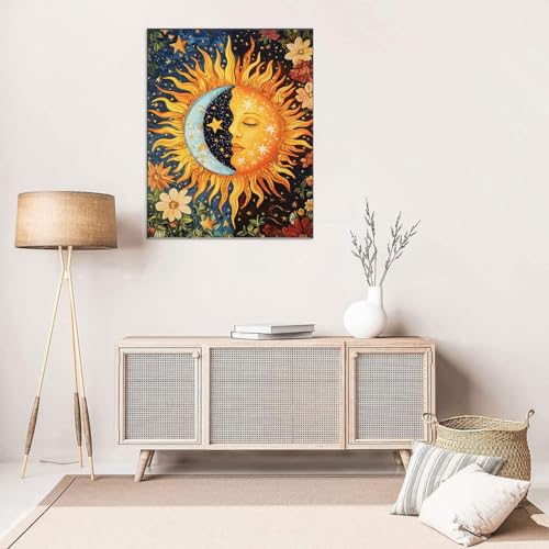 WUSARPLY Sun and Moon Stamped Cross Stitch Kits for Beginners Adults - color: J149