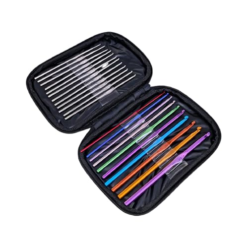 22PCS Aluminum & Stainless Steel Crochet Hooks Knitting Needles Craft Yarn - color: Multi-color