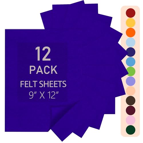 IONTACH 9" X 12" Felt Fabric Sheets 1.6mm Thick (12 Packs, Royal Blue) - color: Royal Blue