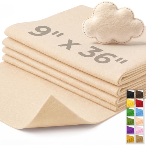 IONTACH 9" X 36" Soft Felt Sheets 1.6mm Thick (4 Packs, Apricot Nude) - color: Apricot Nude