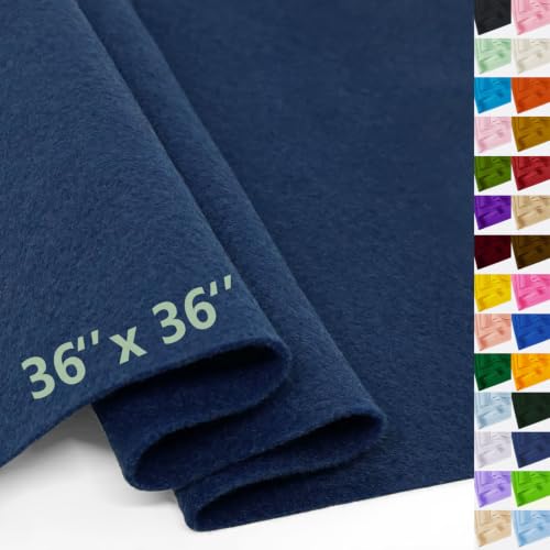 Navy Blue Felt Fabric 36" X 36"(1 Square Yard) 1.6mm Thick Soft Felt Sheet - color: Navy Blue