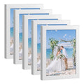 HappyHapi 4x6 Picture Frame Set of 5, Wall or Tabletop Display, White - color: White, size: 4x6