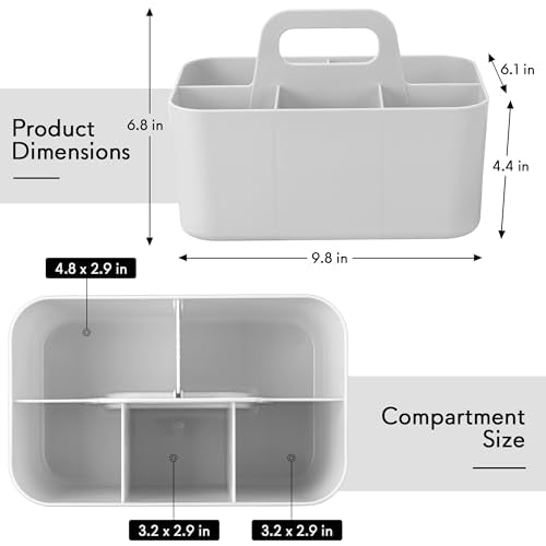 Tiawudi Multipurpose Caddy Organizer, Plastic Caddy with Handle, Stackable Desk Organizer for Stationery, Marker and Pencil, Office Supplies Organizer, Dorm Caddy - color: Gray, size: Rectangle