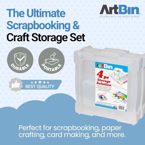 ArtBin 4-Piece Scrapbook Storage Set, Two 12x12 and Two 6x6 Boxes - size: 12" x 12" & 6" x 6" - 4-Piece Set (2 of Each)