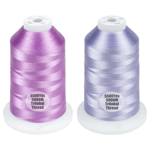Simthread 2Pk 5500Y 40WT Polyester Embroidery Thread Lilac612 Lavender804 - color: Floral Duo(Lilac+Lavender)