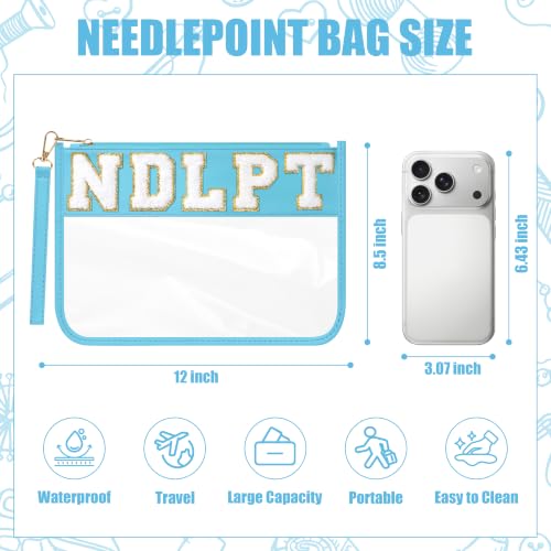BuyCard Needlepoint Project Bag, NDLPT Clear Zipper Pouch Sewing Gifts Bag - color: Light Blue