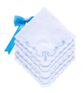 MileyMarla Ladies Embroidery Cotton White Handkerchiefs Lace Wedding Hankies - color: F02-6pcs