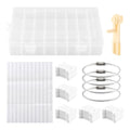 Embroidery Floss Organizer,Cross Stitch Thread Storage Box Tool,w/Bobbins Winder,1 Removable 24 Grids Clear Bead Organizer Case,100 Floss Bobbins,1 Numbered Sticker,for Craft DIY