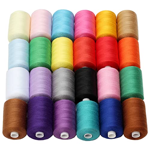 Simthread All Purpose Sewing Thread, 24 Spool 1000 Yards Polyester Thread for Sewing, Handy Polyester Sewing Threads for Sewing Machine - 24 Colors - color: 24 Colors