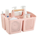 Portable Shower Caddy Basket with 3 Compartments and Handle, Pink - color: Pink