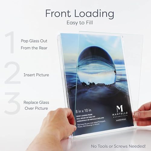 Mantello Clear Acrylic Frame - 8x10 Acrylic Picture Frames, Set of 6 - Modern, Minimalist Front-Loading Photo Frame - Wall Mount or Desktop Stand - for Home, Office, or Business Display, 6-Pack - color: Clear, size: 8x10 - 6 Pack