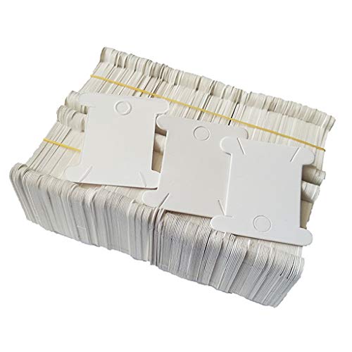 DYNWAVE 200 Pieces Embroidery Floss Bobbins, Cardboard Floss Bobbins for Stitch Embroidery DIY Sewing Storage String Organizer, White