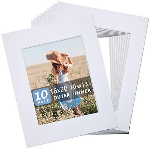 Somime 10 Pack White Acid Free Precut Picture Mats 16x20 for 11x14 Photos - size: white 10pc precut 16x20