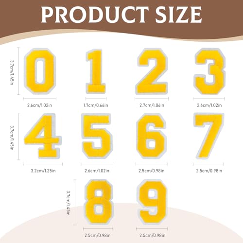 50 Pcs Iron on Numbers Patches for Fabric Tote Bags Hats Clothing Yellow - color: Yellow, size: Numbers Only