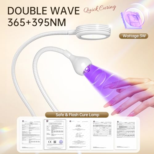 AORAEM UV LED Nail Lamp, Double-Headed Flash Cure Light, White - color: Gooseneck-White