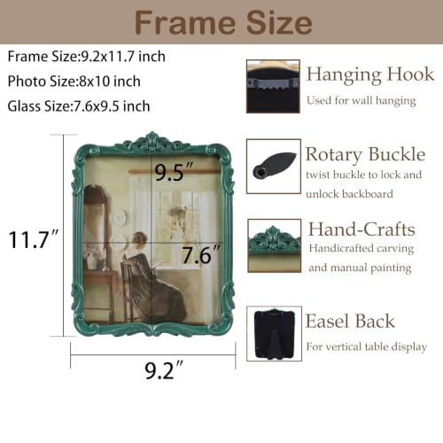 Vintage Picure Frames 8x10 Antique Victorian Green Frame Wall Decor - color: Distressed Green, size: 8x10
