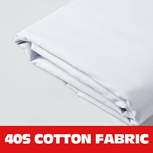 100% White Cotton Fabric for Sewing by 1 Yard, 59”Width Quilting Fabric Medium Weight 5.8 oz, Muslin Fabric by The Yard, Embroidery Cloth - color: White, size: 1yard