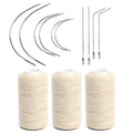 Ryalan Weaving Needle Combo Deal 3 Thread with 10pcs Needle for Making Wig Sewing Hair Weft Hair Weave Extension Big Medium and Small C Shape Curved Needle with J I Needle (10 Needle, 3 Thread, Blond) - color: Blond