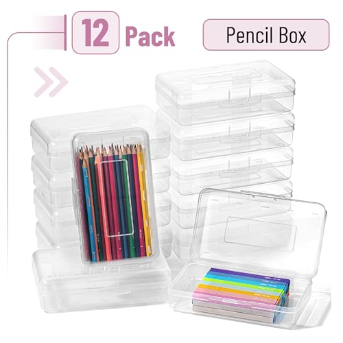 Mr. Pen- Plastic Pencil Case Box, 12 Pack - color: Clear, size: 12 Pack