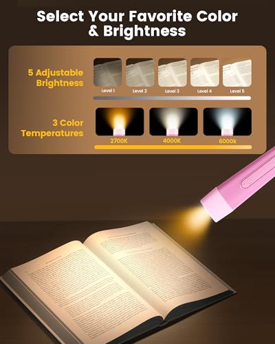 Glocusent Neck Light with Timer, 100 Hours Book Light for Bedtime Reading - color: Pink