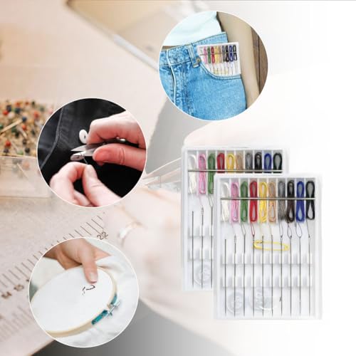 2 Boxes Easy Pre Threaded Needle Kit, Prethreaded Sewing Kits - color: Rich Color