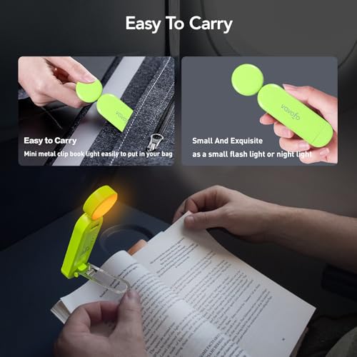 VAVOFO USB Rechargeable Book Light, Bookmark Clip on LED Reading Light - color: Neon Green