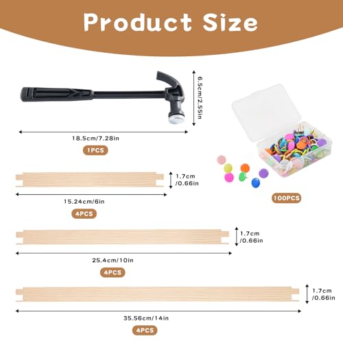 Jieting Wooden Stretcher Bars Kit with 100 Tacks, Canvas Stretcher Bars for Needlework, Embroidery, Cross Stitch, Needlepoint & Fabric Crafts Frame Set (6/10 / 14 Inch) - color: 6 / 10 / 14 Inch