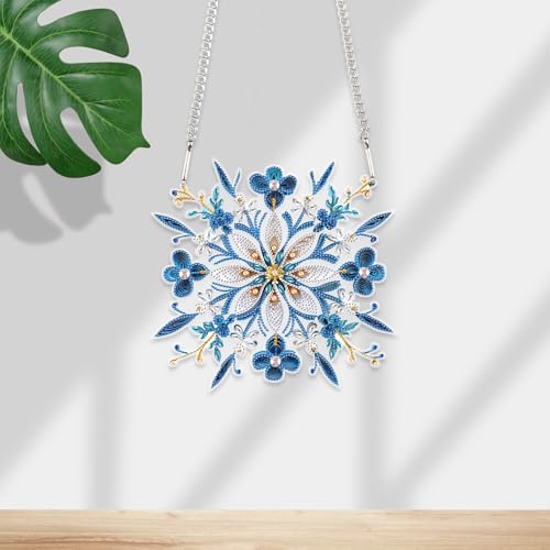 JISHSHAY Diamond Painting Pendant Flower Diamond Art Hanging Ornament Flower Gem Art Window Hanging Gem Painting Wind Chimes Mosaic Kits for Adults Windchimes Embroidery Suncatchers Sun Catchers - color: Flower 1