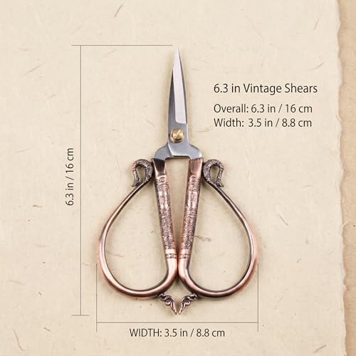 BIHRTC 6.3 Inches Vintage Style Stainless Steel Auspicious Clouds Scissors