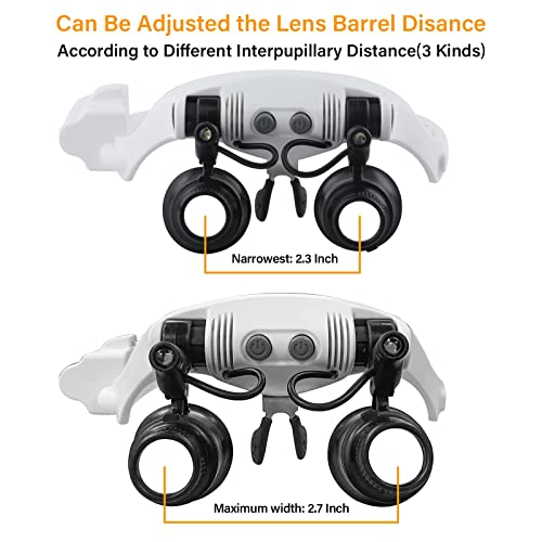 Hands Free Head Magnifying Glasses, Magnifier with Light (1X-8X) - color: Black Head Magnifying Glass